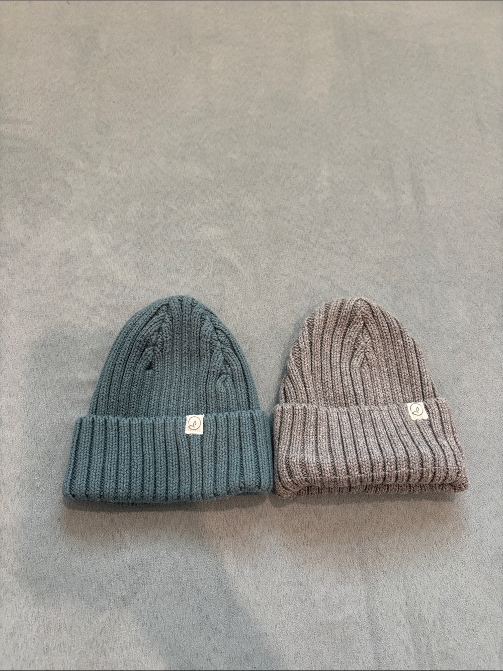Kids Rib Knit Beanie Hat - Blue and Gray 3-6 months